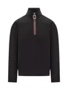 Jw Anderson Black Sweatshirt With Front Zip And Embroidered Logo On The Sleeve In Cotton Man In Black