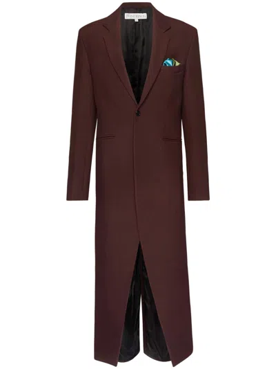 Jw Anderson Long Coat With Satin Handkerchief In Red