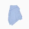 Jw Anderson Striped Cotton Asymmetric Midi Skirt In Blue