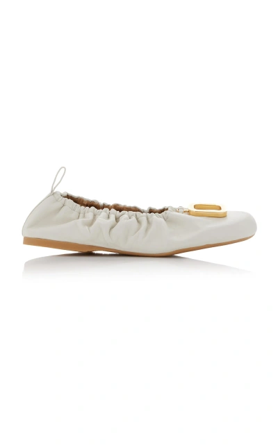 Jw Anderson Hardware-detailed Leather Ballet Flats In White
