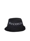 Jw Anderson Black Nylon Blend Bucket Hat In Black