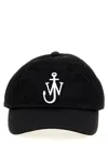 Jw Anderson Curved Peak Logo Embroidered Baseball Cap In Black