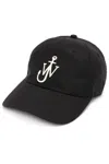 Jw Anderson Curved Peak Logo Embroidered Baseball Cap In Nero