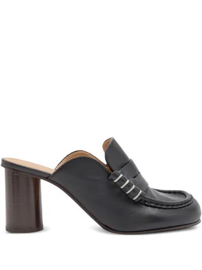 Jw Anderson Women Black Leather Loafer Mules