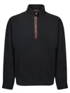 Jw Anderson Black Sweatshirt With Front Zip And Embroidered Logo On The Sleeve In Cotton Man