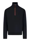 Jw Anderson Black Sweatshirt With Front Zip And Embroidered Logo On The Sleeve In Cotton Man In Black