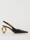 Jw Anderson Chain Heel Leather Slingback Sandals In Black