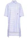 Jw Anderson J. W. Anderson Patchwork Cotton Shirt Dress With Asymmetric Hem In Blue