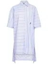 Jw Anderson J. W. Anderson Patchwork Cotton Shirt Dress With Asymmetric Hem In Blue