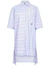 Jw Anderson J. W. Anderson Patchwork Cotton Shirt Dress With Asymmetric Hem In Glacier Blue