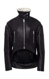 Jw Anderson High-neck Curved Leather Jacket In Black