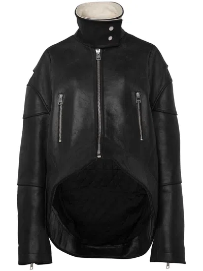 JW ANDERSON HIGH-NECK CURVED LEATHER JACKET