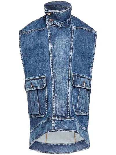 Jw Anderson High-neck Denim Gilet In Blue