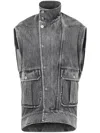 Jw Anderson Oversized Sleeveless High Neck Jacket In Grey