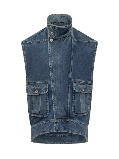 Jw Anderson High-neck Denim Gilet In Blue