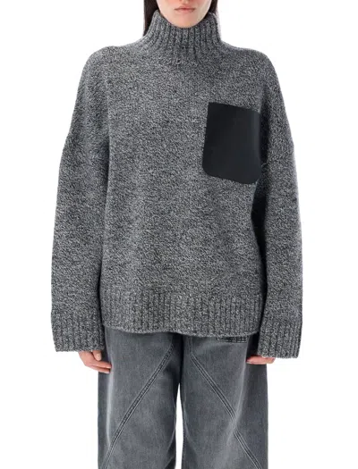 Jw Anderson Melange Grey Wool Blend Sweater In Gray