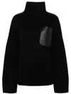 Jw Anderson Women Leather Patch Pocket Sweater In Black