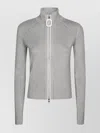 Jw Anderson J. W. Anderson Ribbed Zip-up Cardigan With High Collar In Gray