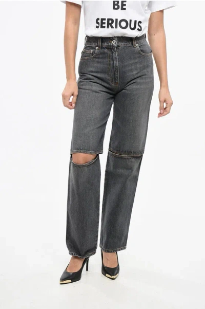Jw Anderson High Waist Boot Cut Jeans With Cut Out Details 20cm Grösse 36 In Black