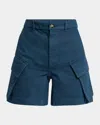 Jw Anderson High Waist Cargo Shorts In Light Indigo