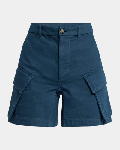Jw Anderson High Waist Cargo Shorts In Light Indigo
