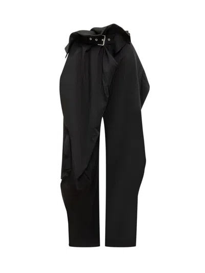 Jw Anderson Padlock Strap Fold Over Trousers In Nero