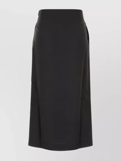 Jw Anderson High Waist Midi Length Skirt With Side Slit And Belt Detail In Black