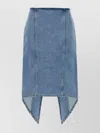 Jw Anderson Women Light Blue Cotton Denim Layered Midi Skirt
