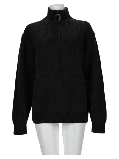 Jw Anderson High-neck Buckle Wool-cotton Sweatshirt In Black