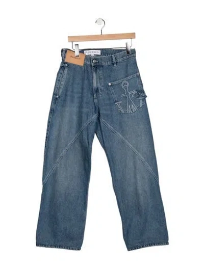 Pre-owned Jw Anderson High-rise Wide Leg Jeans In Blue