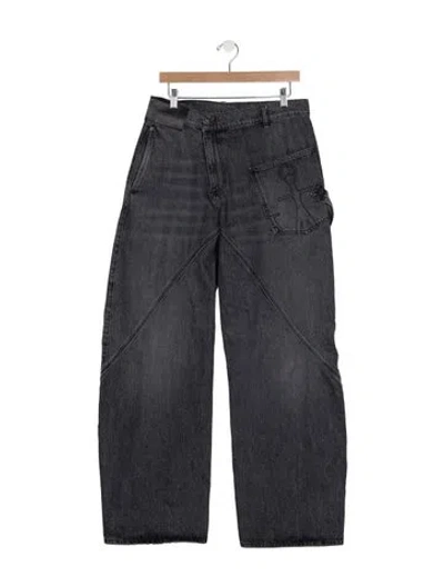 Pre-owned Jw Anderson High-rise Wide Leg Jeans In Gray