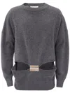 Jw Anderson Hinge-embellished Cut-out Jumper In Grey