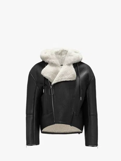 Jw Anderson Hooded Biker Jacket In Black