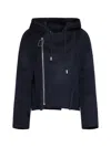 Jw Anderson Hooded Biker Wool Jacket In Blue