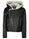 Jw Anderson Hooded Leather And Shearling Biker Jacket In Brown