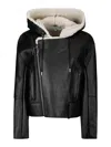 Jw Anderson Hooded Leather And Shearling Biker Jacket In Brown
