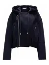 Jw Anderson Hooded Biker Wool Jacket In Dark Blue