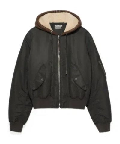 Jw Anderson Hooded Bomber Jacket In Green
