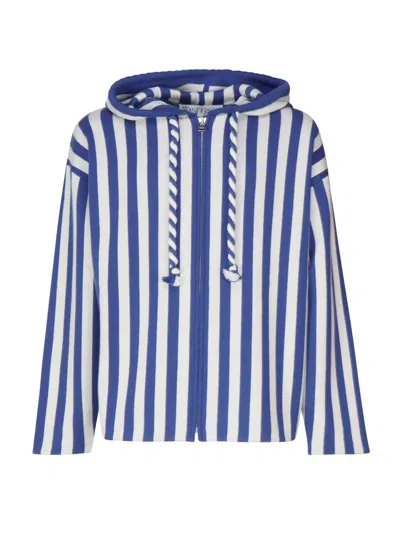 Jw Anderson Hooded Cardigan In Blue/white