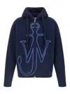 Jw Anderson J. W. Anderson Zip-up Hooded Sweater With Contrasting Logo In Blue