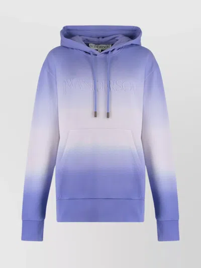 Jw Anderson Hoodie Cotton Gradient Design In Blue