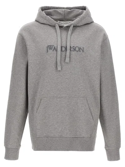 Jw Anderson Hoodie With Embroidery In Gray