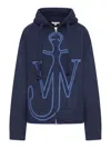 Jw Anderson J. W. Anderson Zip-up Hoodie With Contrasting Anchor Logo In Blue