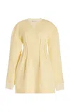 Jw Anderson Hourglass Long Sleeve Brushed Blend Dress In Yellow