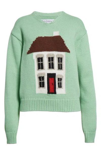 Jw Anderson House-intarsia Jumper In Green