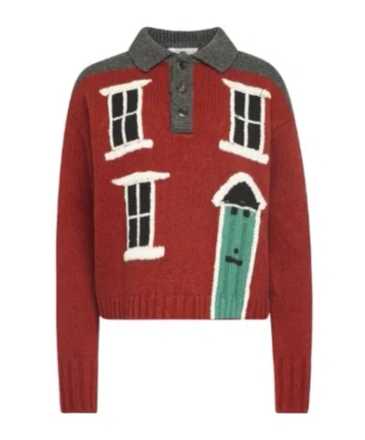 Jw Anderson House Intarsia Wool Polo Sweater In Multi