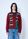 Jw Anderson House Intarsia Wool Polo Sweater In Red