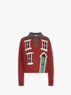 Jw Anderson House Intarsia Wool Polo Sweater In Red