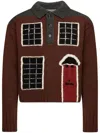 Jw Anderson House' Intarsia Polo Sweater In Brown