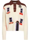 Jw Anderson House Intarsia Knit Polo Sweater In Neutrals